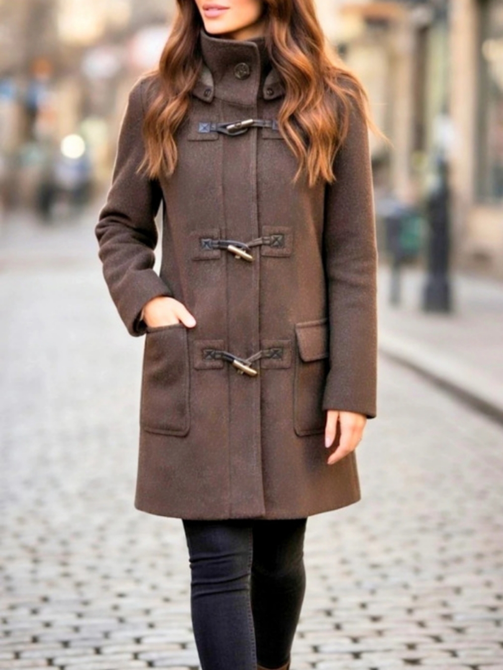 Novelti By Lindor 90's Brown Wool Blend Mid-Length Duffle Coat Size S